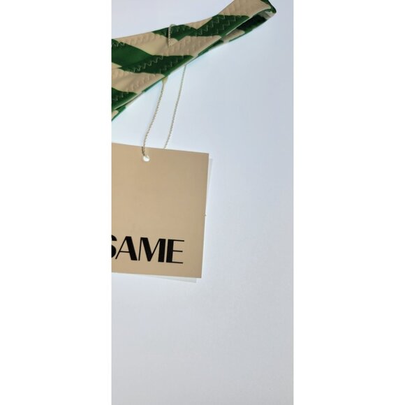 SAME Los Angeles Swim Bikini Set Top Strapples Bottom 90's Medium Stripped Green - Picture 2 of 7